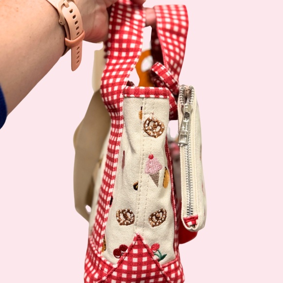 Summer Fair Madden Girl Mini Tote NWT Canvas Summer Red Gingham Cross Body Bag - Picture 2 of 12